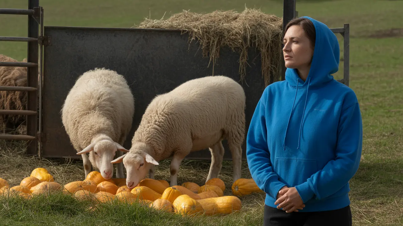Child feeding squash to gentle sheep at Brookford Farm in New Hampshire