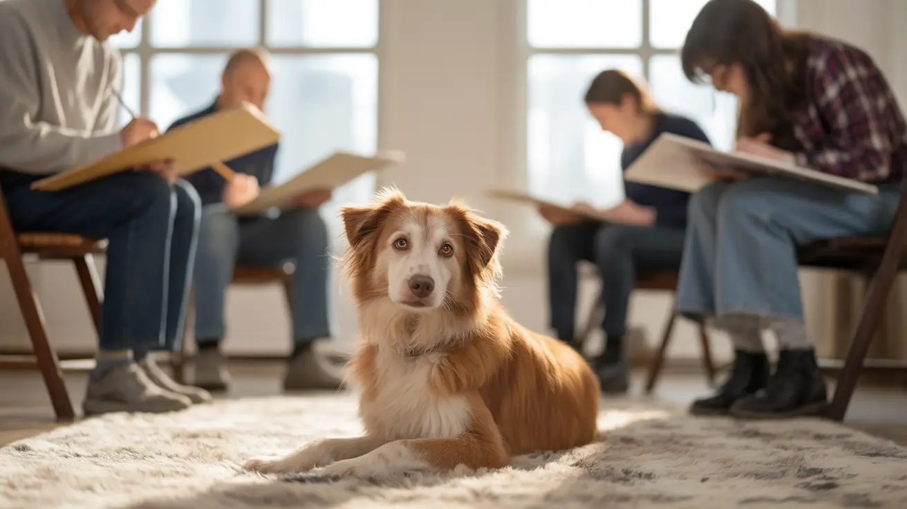 Participants sketching adoptable dogs at Wichita Falls Museum of Art during National Pet Day event