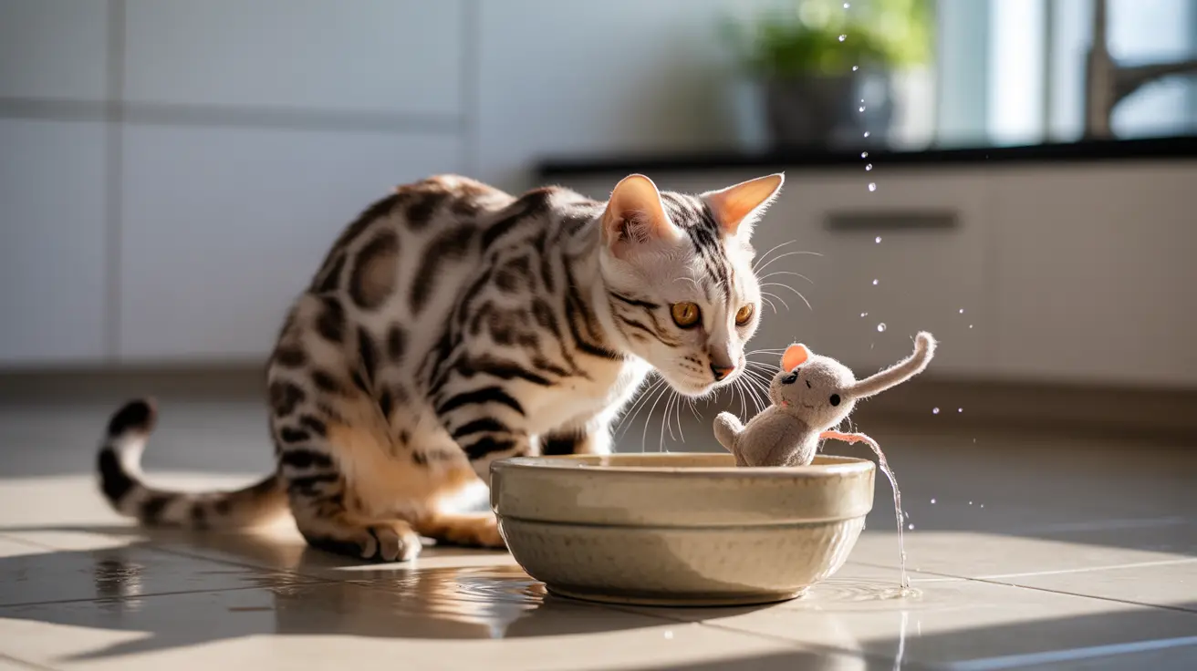 Por que os gatos colocam brinquedos na água? Entendendo esse comportamento felino curioso
