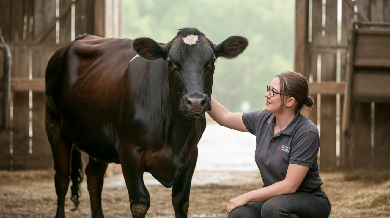 Farm animals including cows, pigs, and chickens in a natural farm environment