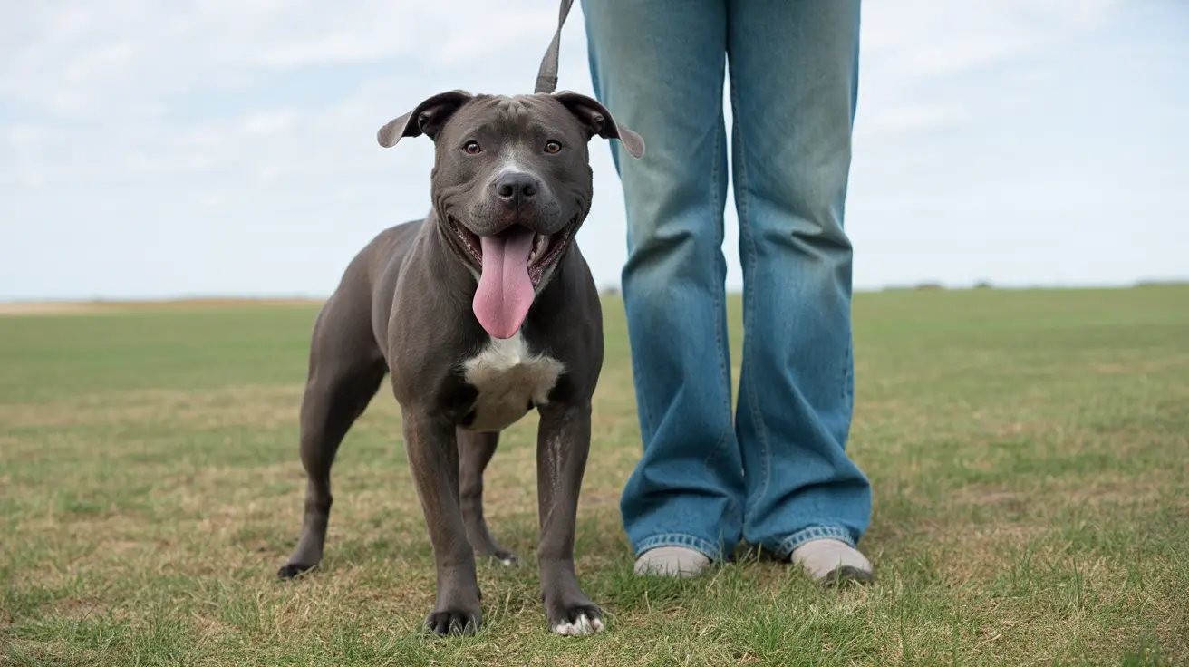 Painted stone memorial marking the burial site of a beloved 14-year-old pit bull mix