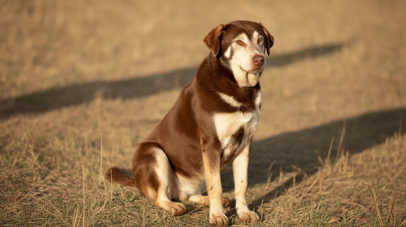 Dog walking safely near floodwaters with owner during flood recovery