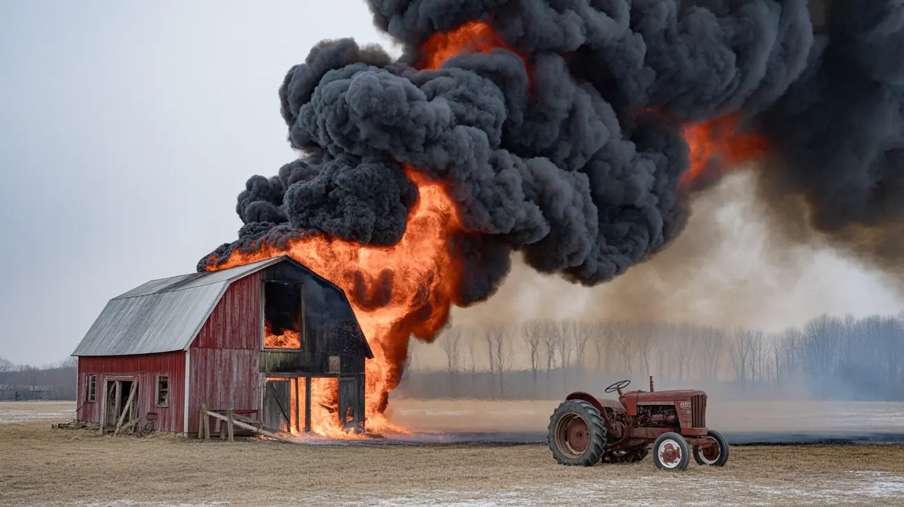 Barn fire aftermath at Fresh Acres Farm with community members showing support