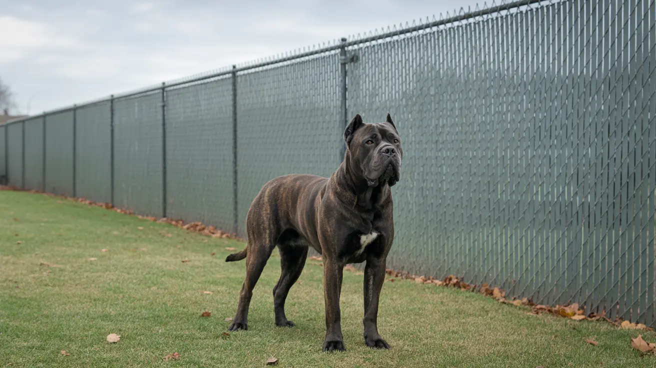 Cane Corso dog standing alert outdoors