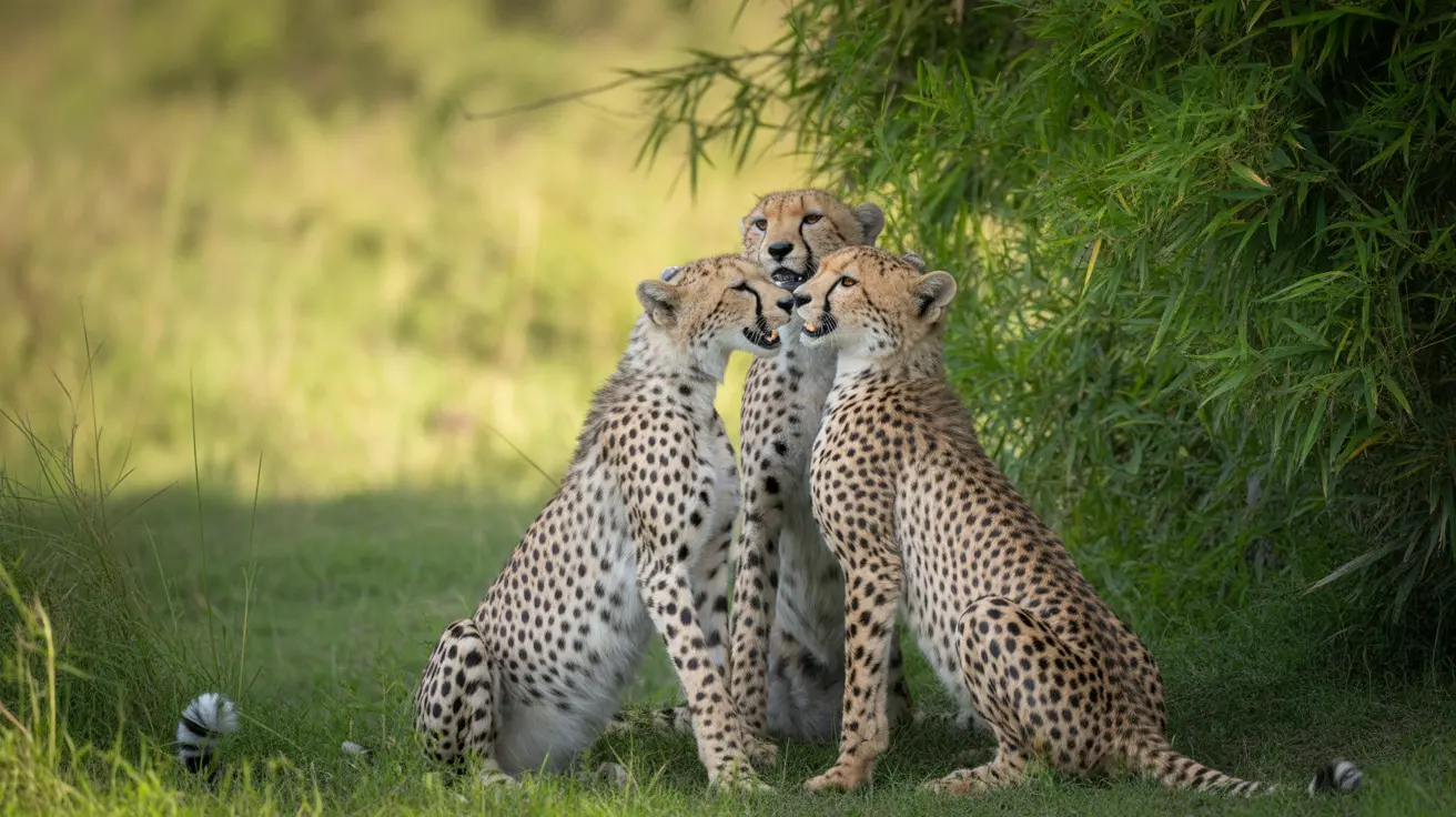 A cheetah cub at Saint Louis Zoo surrounded by paintings of wildlife