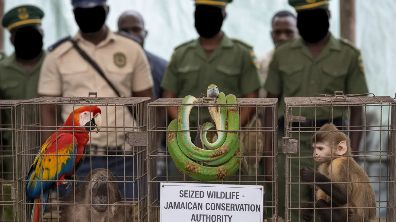 Confiscated exotic animals seized by Jamaican wildlife enforcement officials