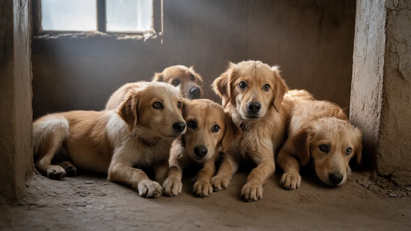 Severely emaciated dogs in a Romanian kill shelter showing malnutrition and neglect