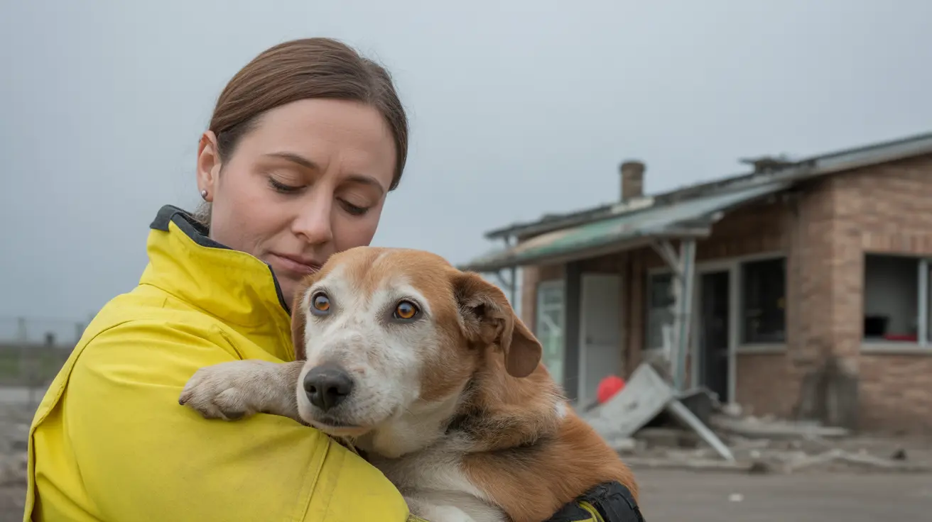Emergency responders performing CPR on a dog during the Chabany veterinary clinic fire rescue
