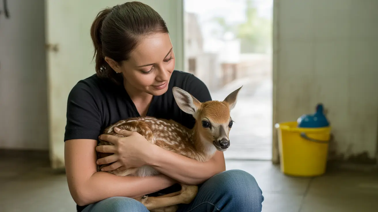 Animal control officer caring for a rescued dog in an animal shelter