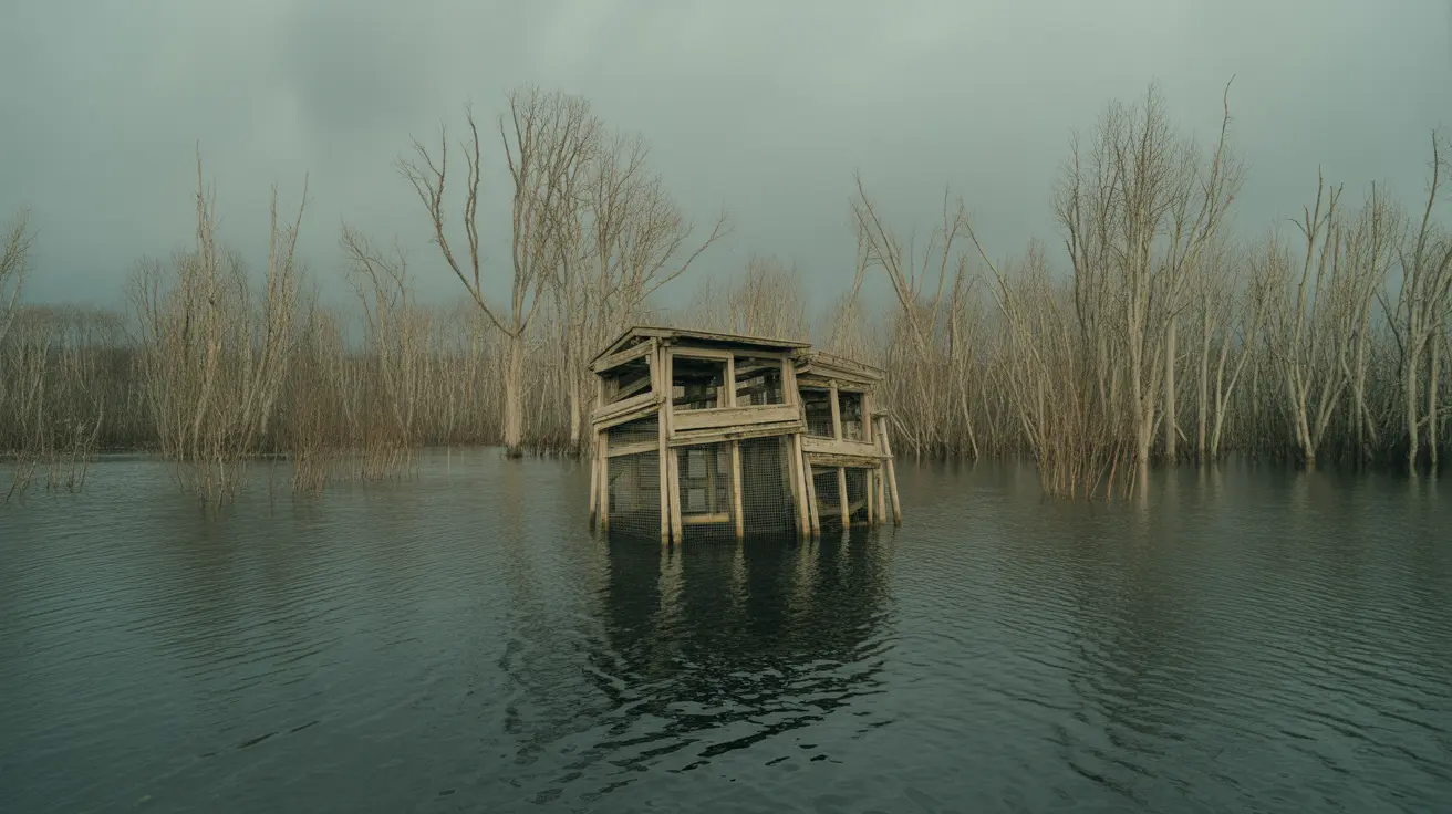 Flooded animal rescue facility in Macomb County with staff assessing damage and animals being cared for