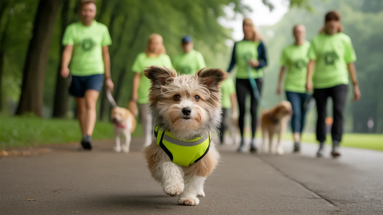 Participants with dogs at the Sacramento SPCA Doggy Dash event in William Land Park