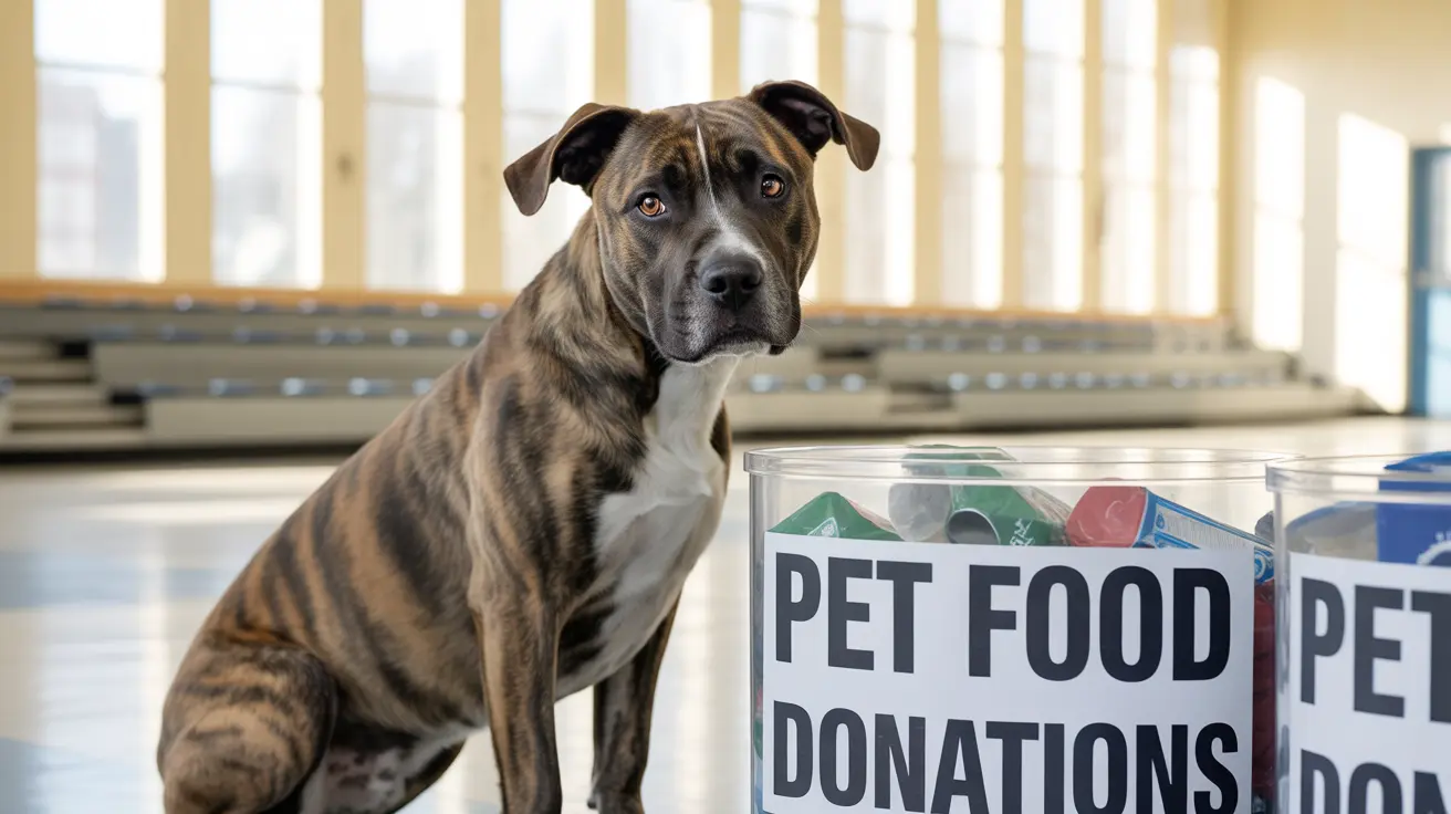 Students organizing pet food donations for local animal shelter