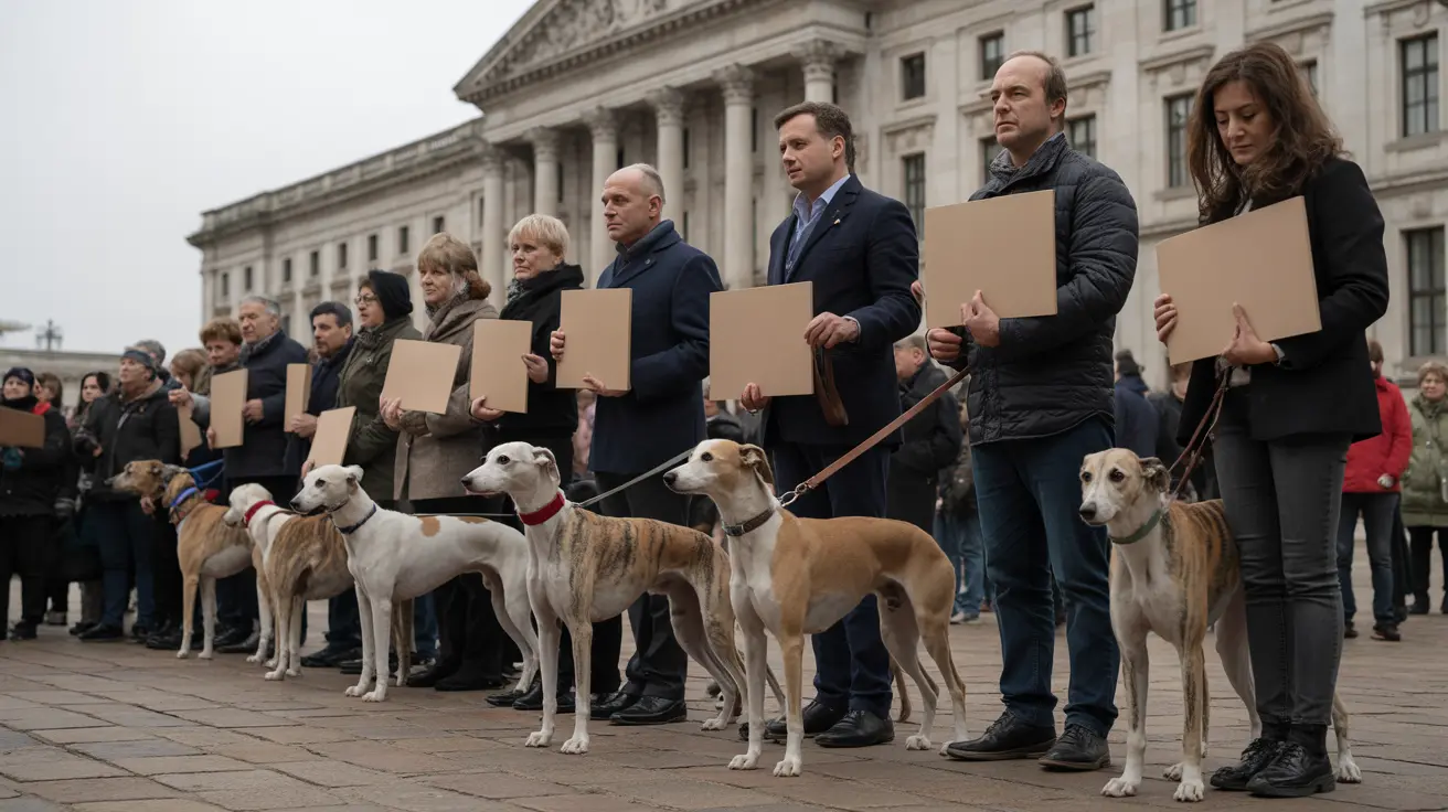 Greyhound dog running on a racetrack during a race