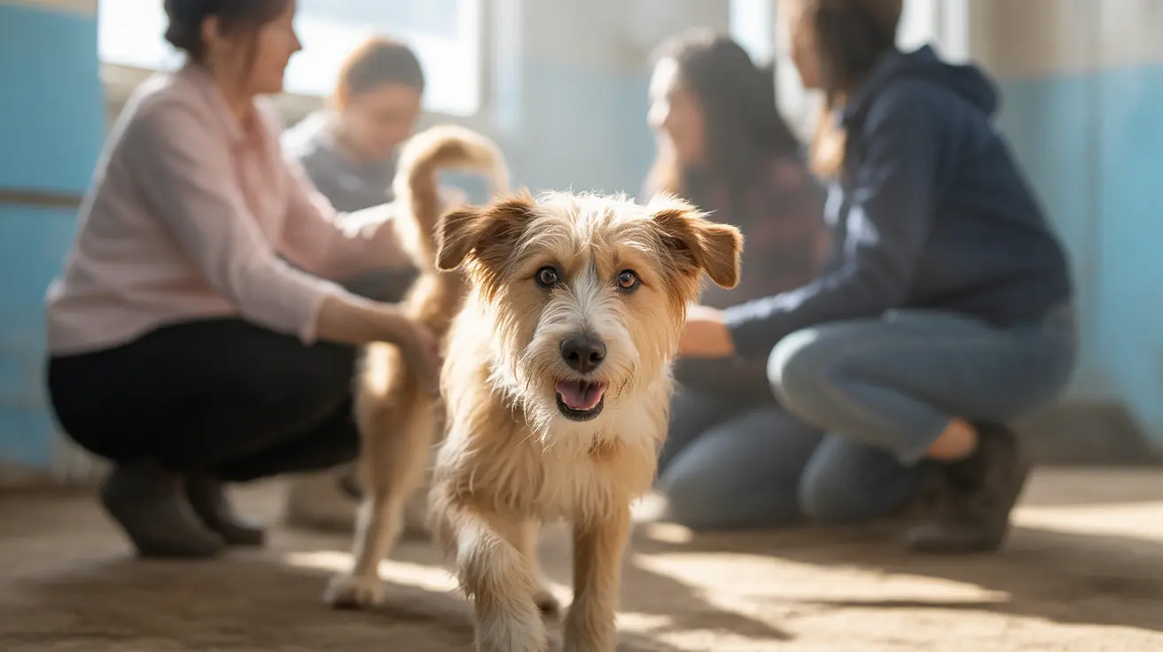 Happy family adopting a shelter dog at DeKalb County Animal Shelter