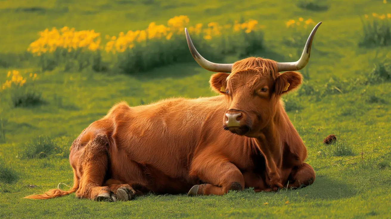 Famous Highland cattle with long shaggy hair grazing in a traditional Scottish landscape