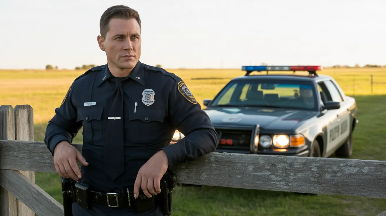 Law enforcement officers inspecting a rural property for animal welfare compliance