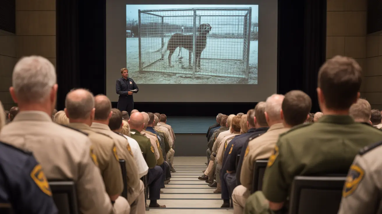Law enforcement officers and veterinarians participating in animal cruelty investigation training at Mohawk Valley Community College