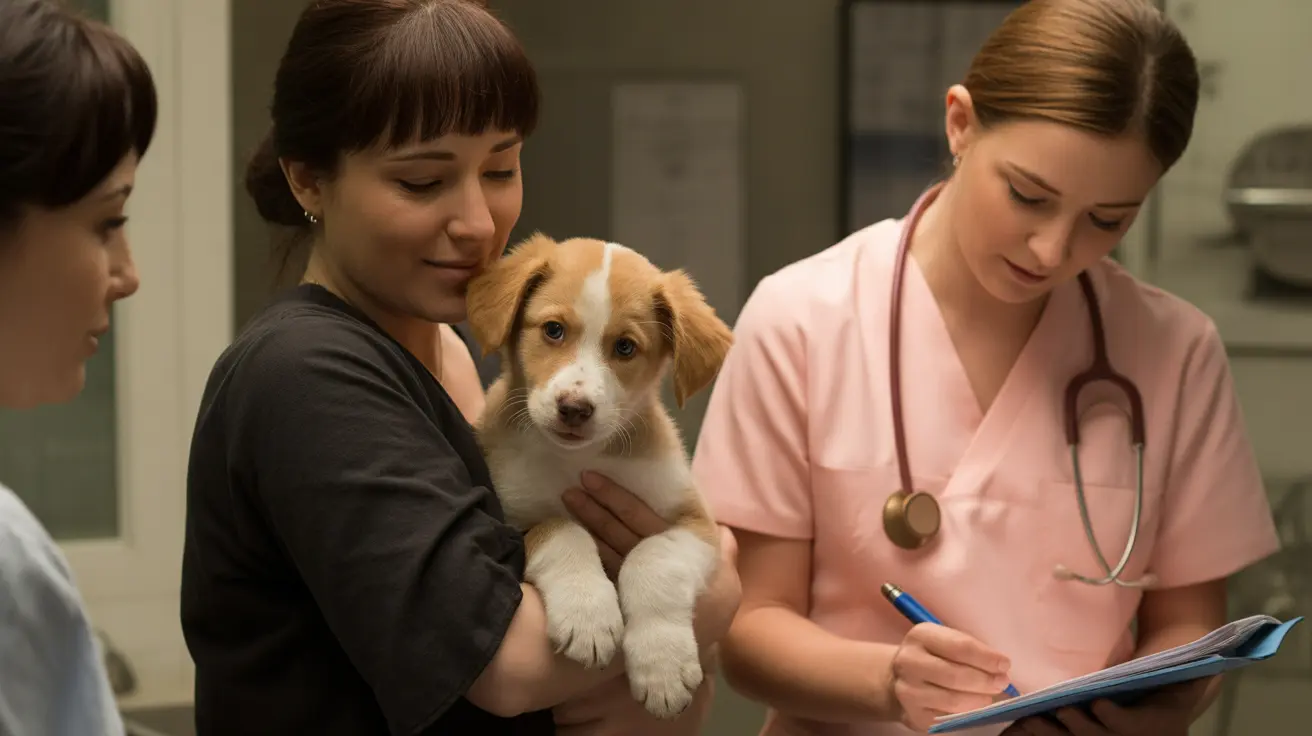 Pet owner receiving vaccination for their dog at a low-cost pet clinic