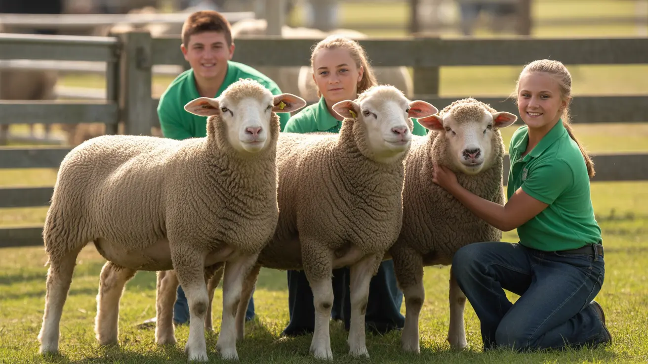 Livestock animals being inspected for health certification at a state fair