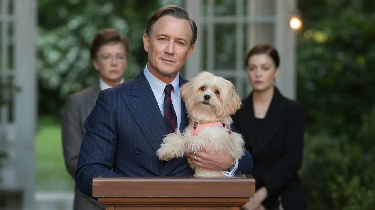 Congressman Josh Gottheimer announcing the Protect Our Pets Act with his dog Rosie in Westwood, New Jersey