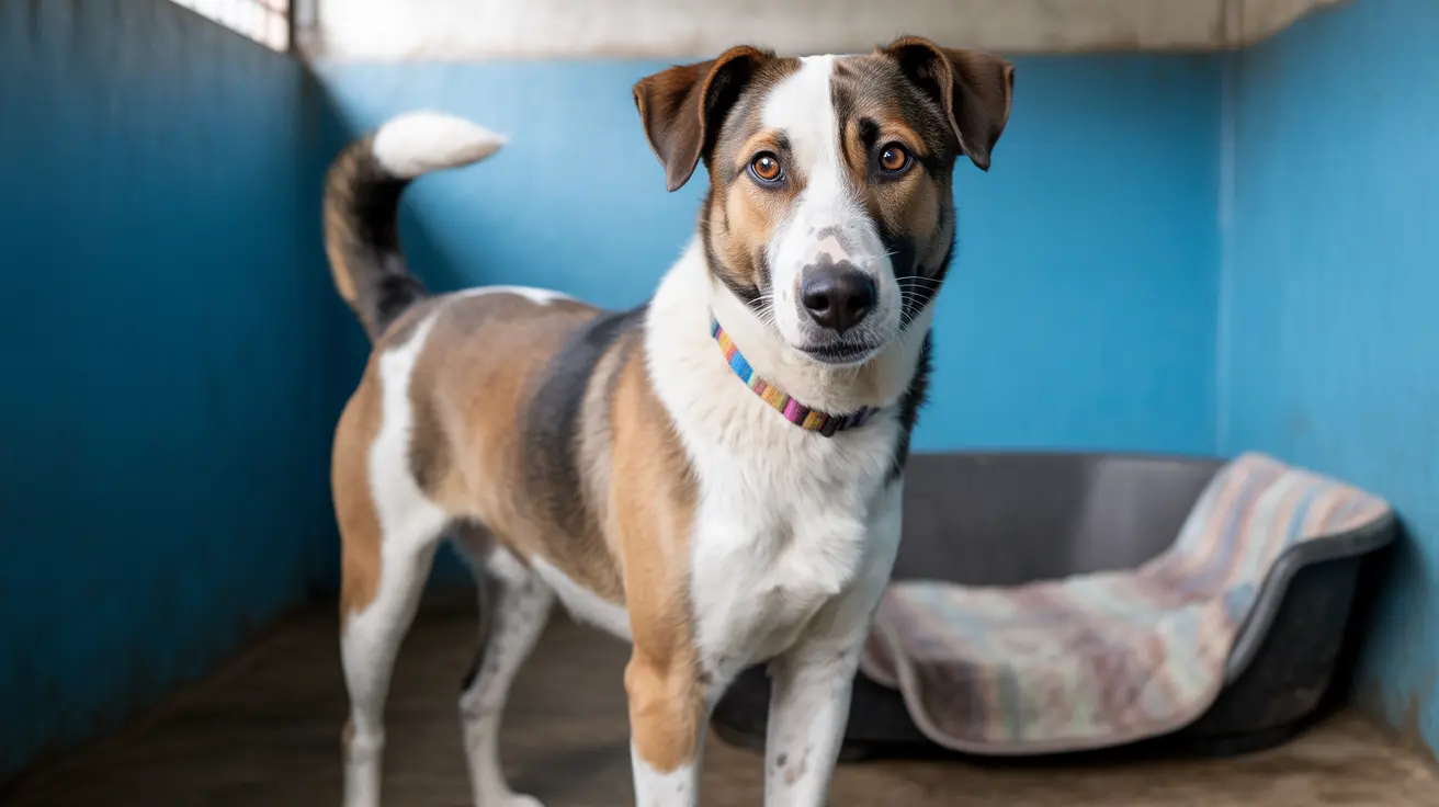 Senior adult happily adopting a calm adult dog from a pet shelter
