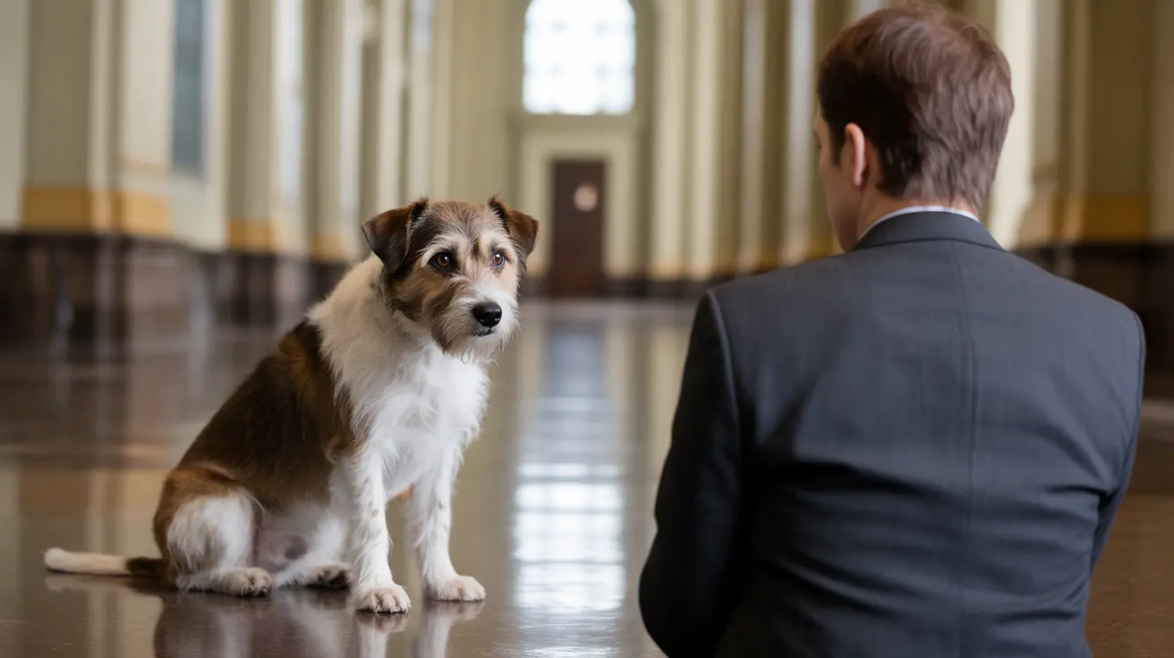 A concerned dog being comforted after animal abuse incident