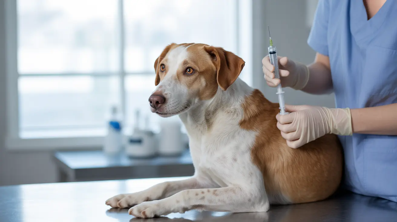 A veterinarian vaccinating a dog against rabies in Texas