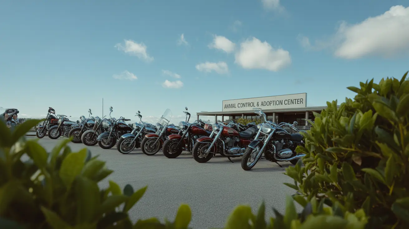 Group of motorcyclists riding together during the Ride Like an Animal charity motorcycle run
