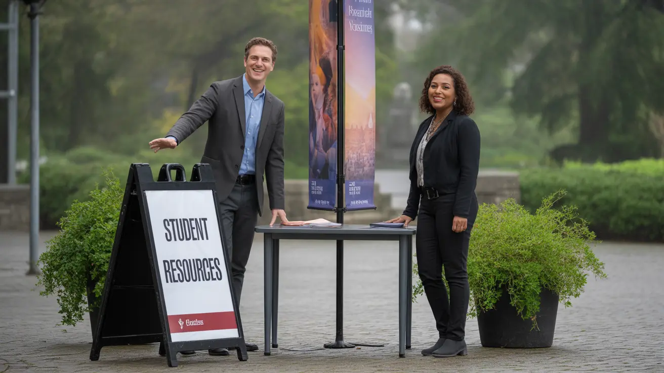 Penn State activists setting up a table promoting vegan pet food options outside the Westgate Building