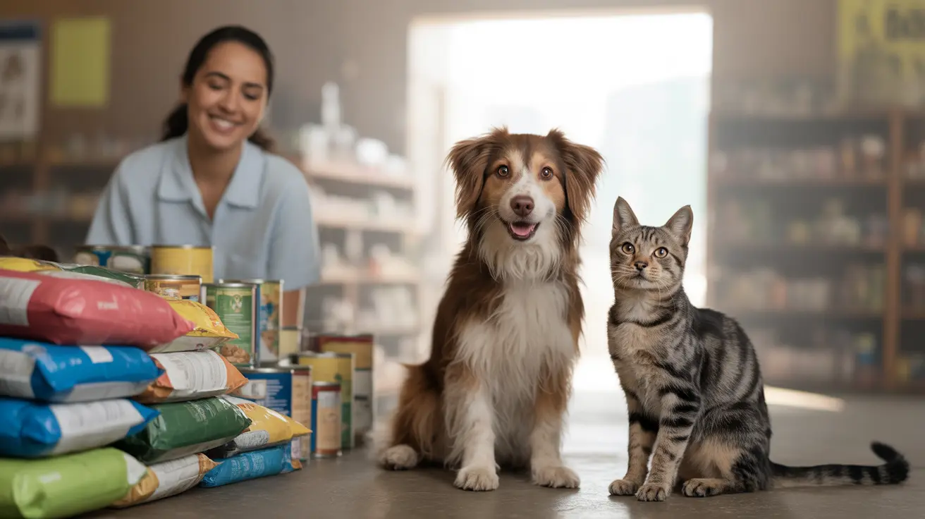 Volunteers collecting bags and cans of pet food for Queens animal rescue organizations