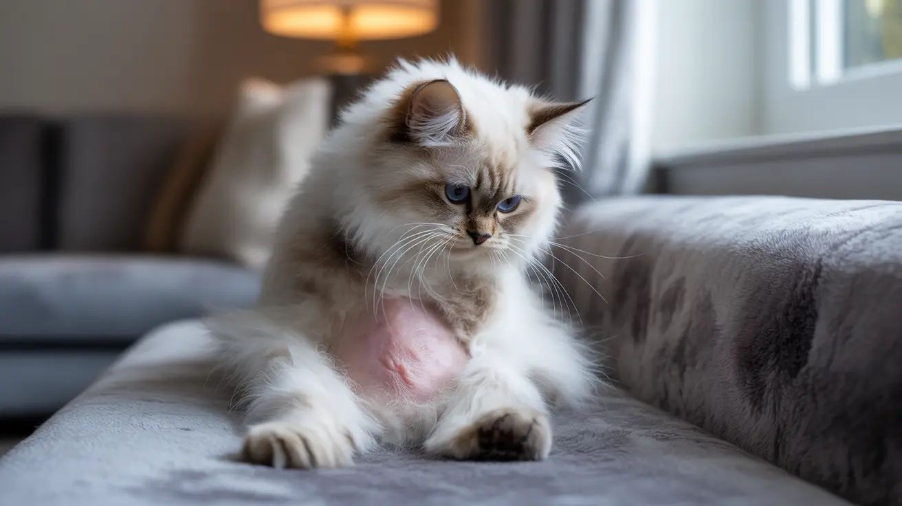 Caída de pelo en el vientre del gato: causas y soluciones