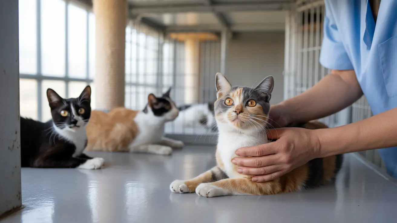A group of rescued cats from an animal hoarding situation awaiting care and adoption