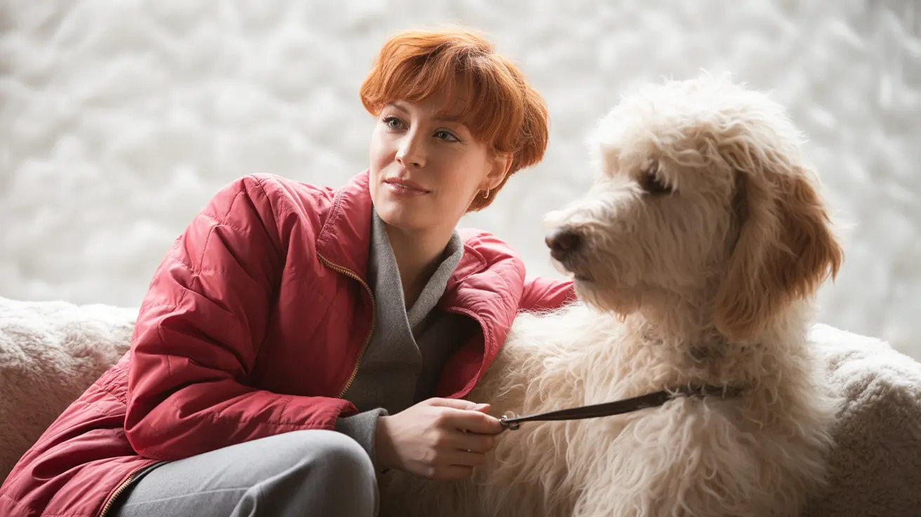A service dog sitting in the backseat of a rideshare vehicle
