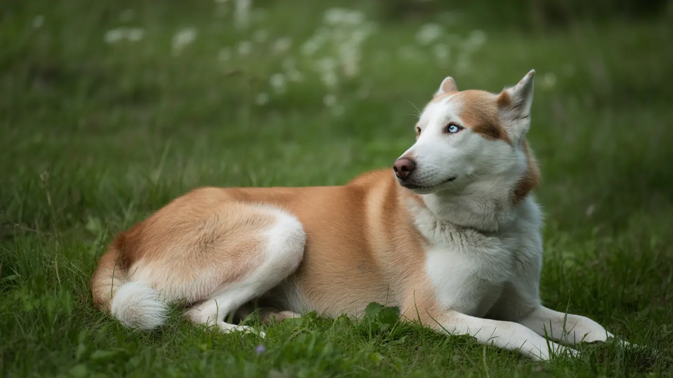Ruby, a Siberian Husky mix dog with one blue eye and one brown eye