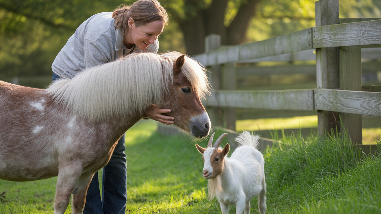 Miniature farm animals at Fort Myers agritourism destination interacting with visitors