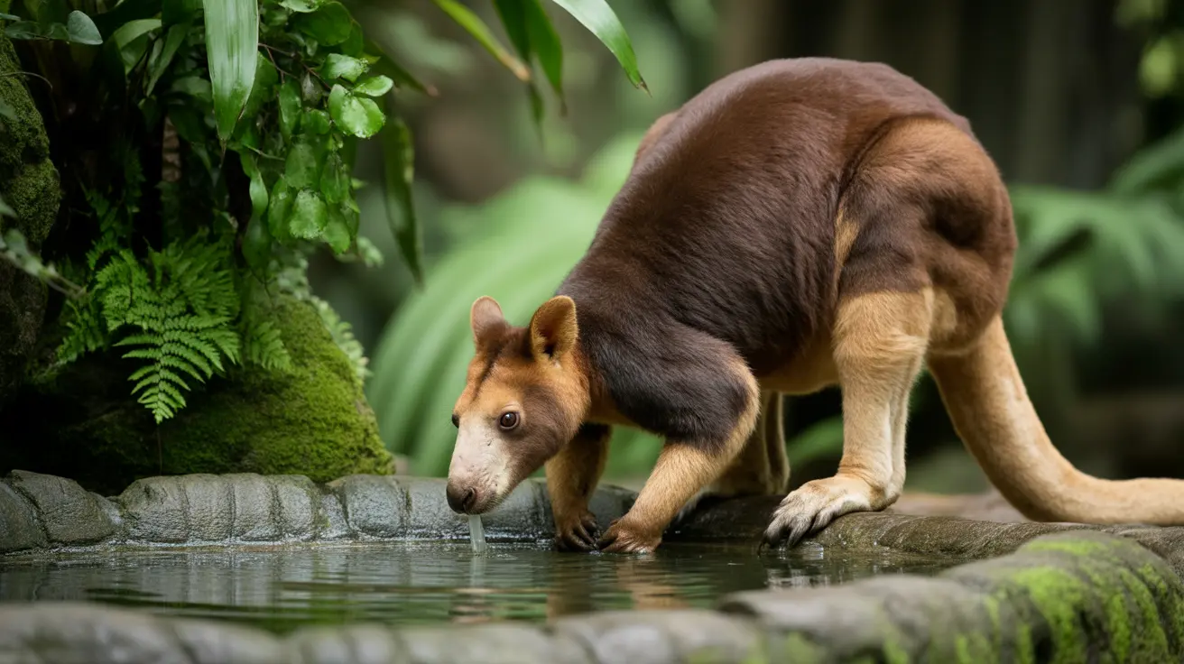 Tree Kangaroo Captivates Viewers with Peaceful Drinking Moment at Sydney Zoo