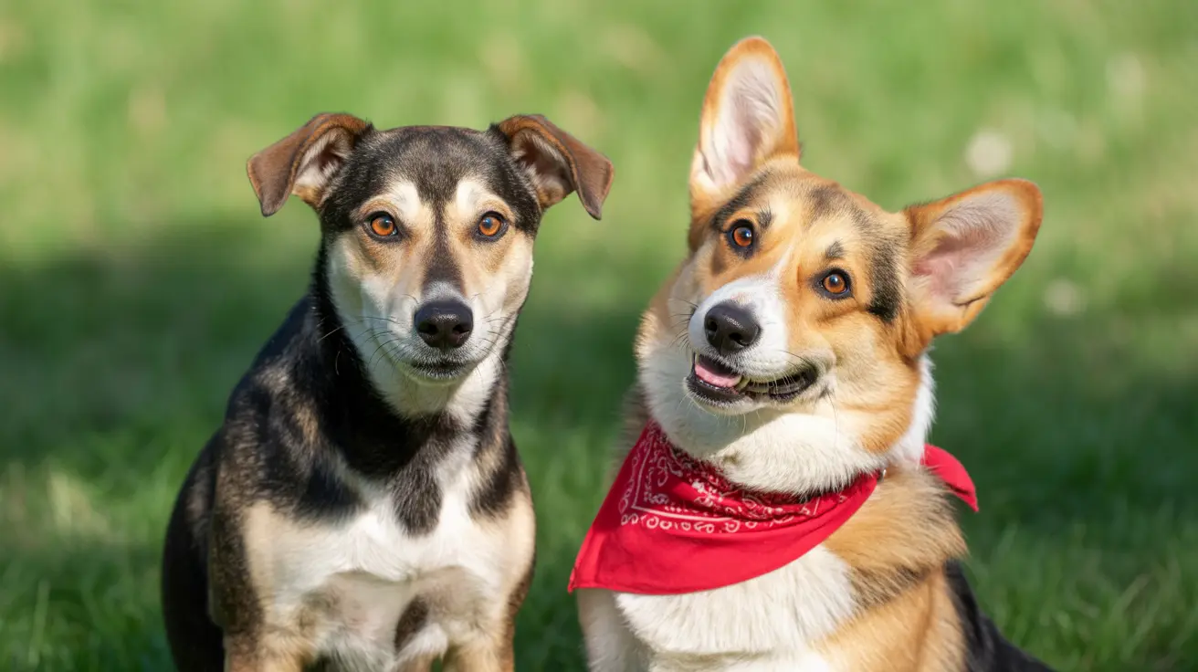 A happy dog pressing communication buttons with a person
