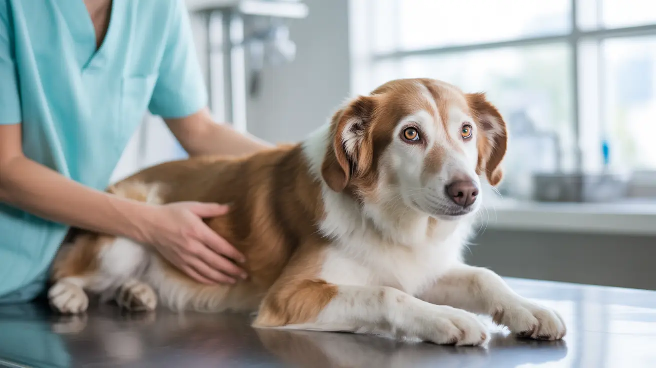 Illustration depicting responsible dog care with vet checkup, grooming, nutrition, and exercise icons