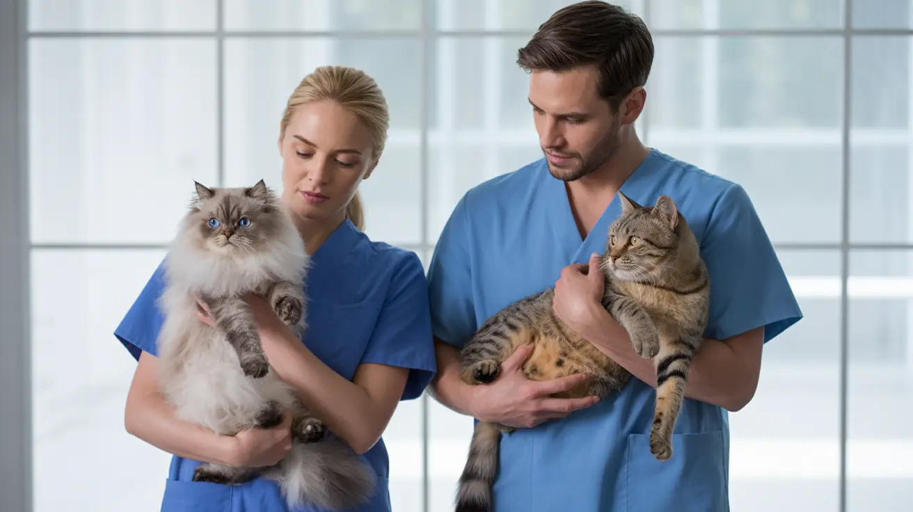 Veterinarian and veterinary technician collaborating in animal healthcare setting