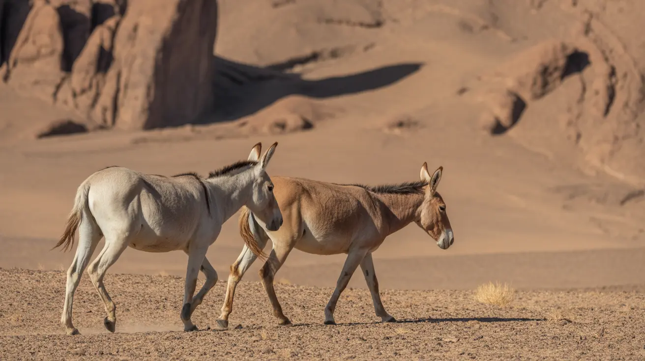 Wild burros roaming the Arizona desert landscape near Lake Pleasant