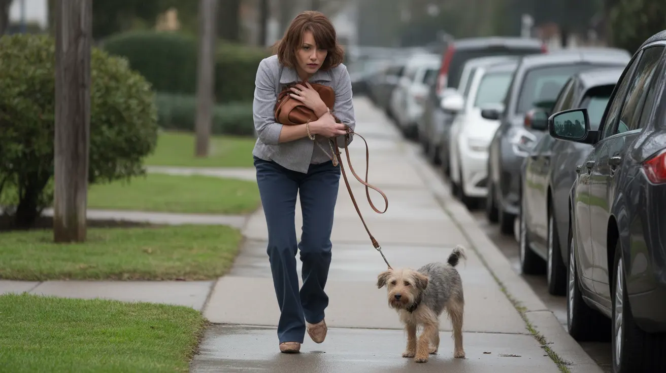 Woman defending herself with a purse during an urban animal attack in Worcester