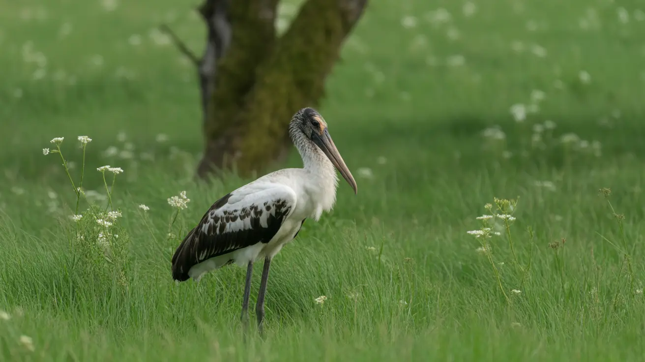 Wood stork standing in South Florida wetland habitat