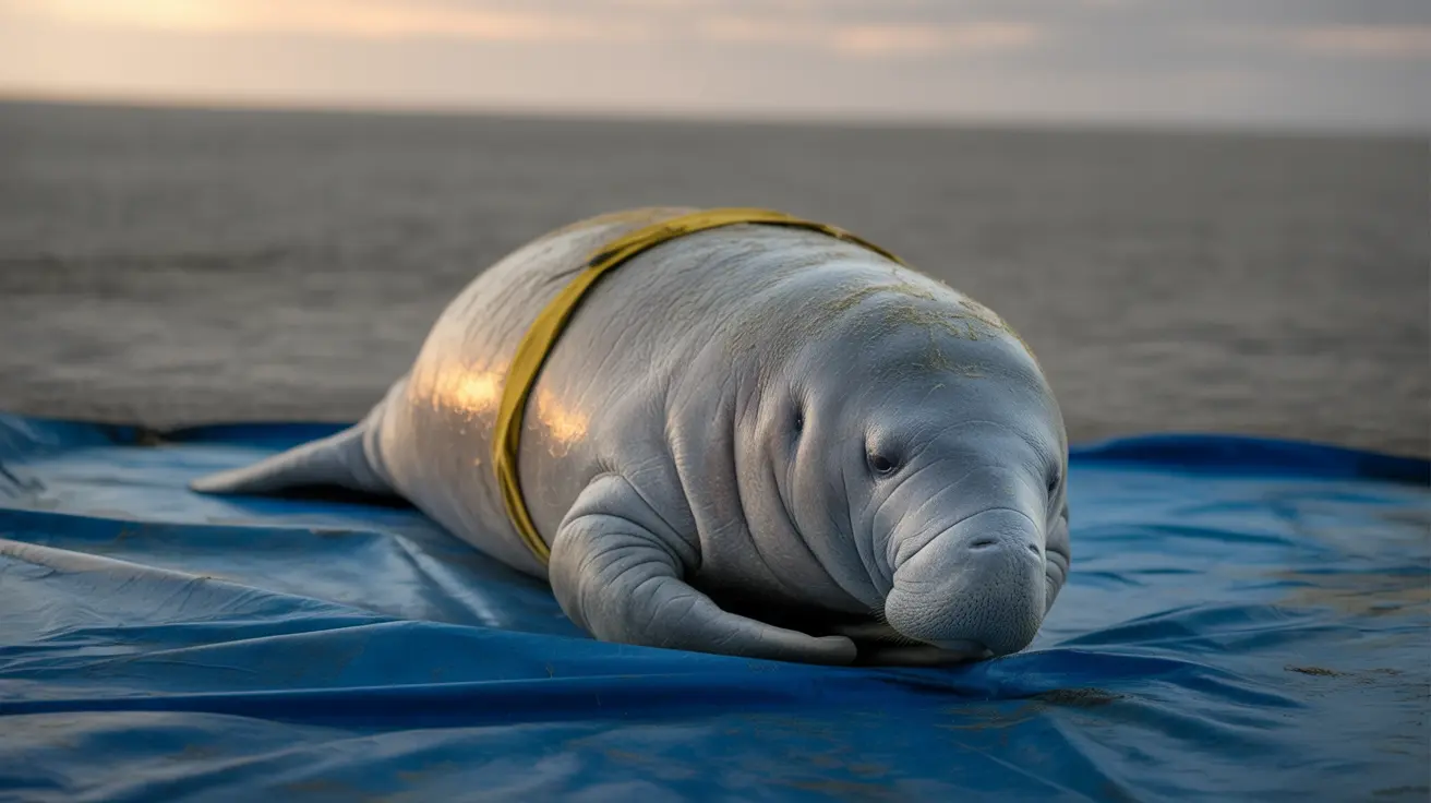 Young Florida manatee being rescued from a storm drain during cold weather